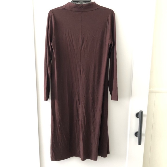 Eileen Fisher Brown V Neck Midi Dress XS - Picture 5 of 12